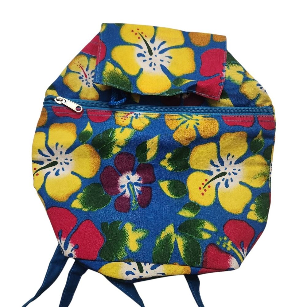 Backpack Purse Hibiscus Hawaiian Flower Print Boho Drawstring Adjustable Strap